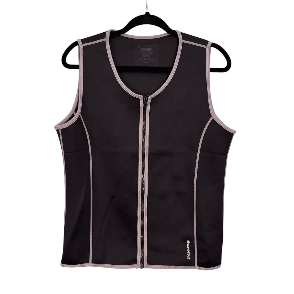 SAUNAFX Neoprene Sauna Vest Top Mens M/L Black Slimming Microban Zip Workout Gym